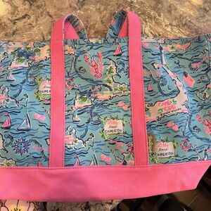 Lilly Pulitzer Bali Blue and Pink Mercato Tote